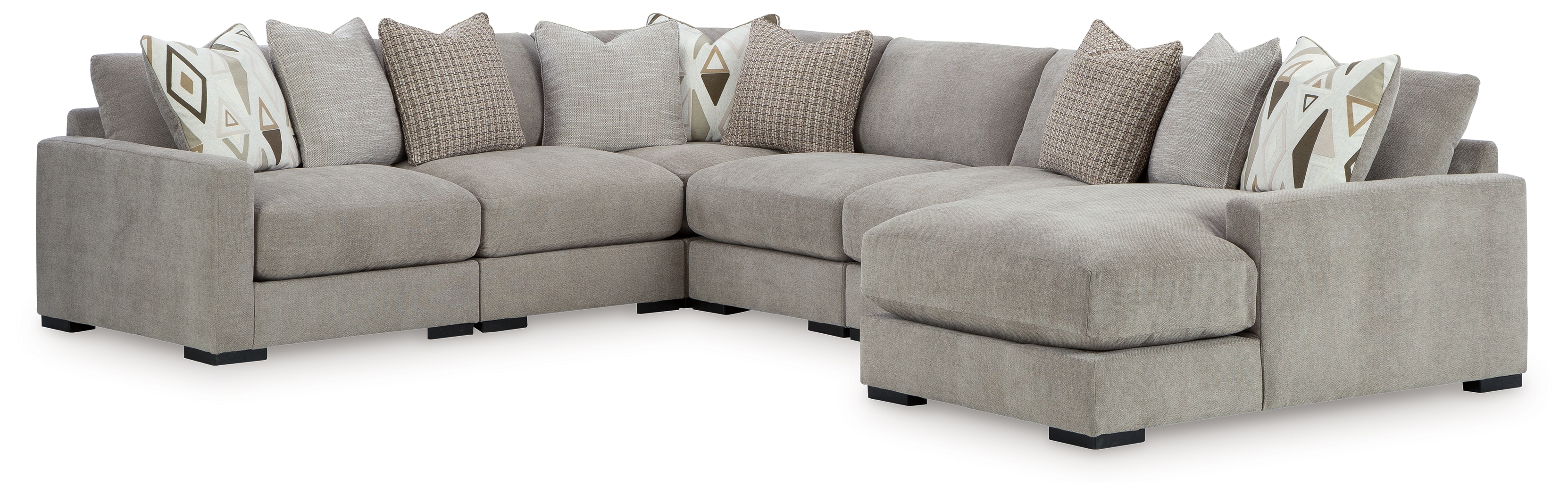 Aslan Court - 6-Piece Sectional With RAF Corner Chaise - Pebble