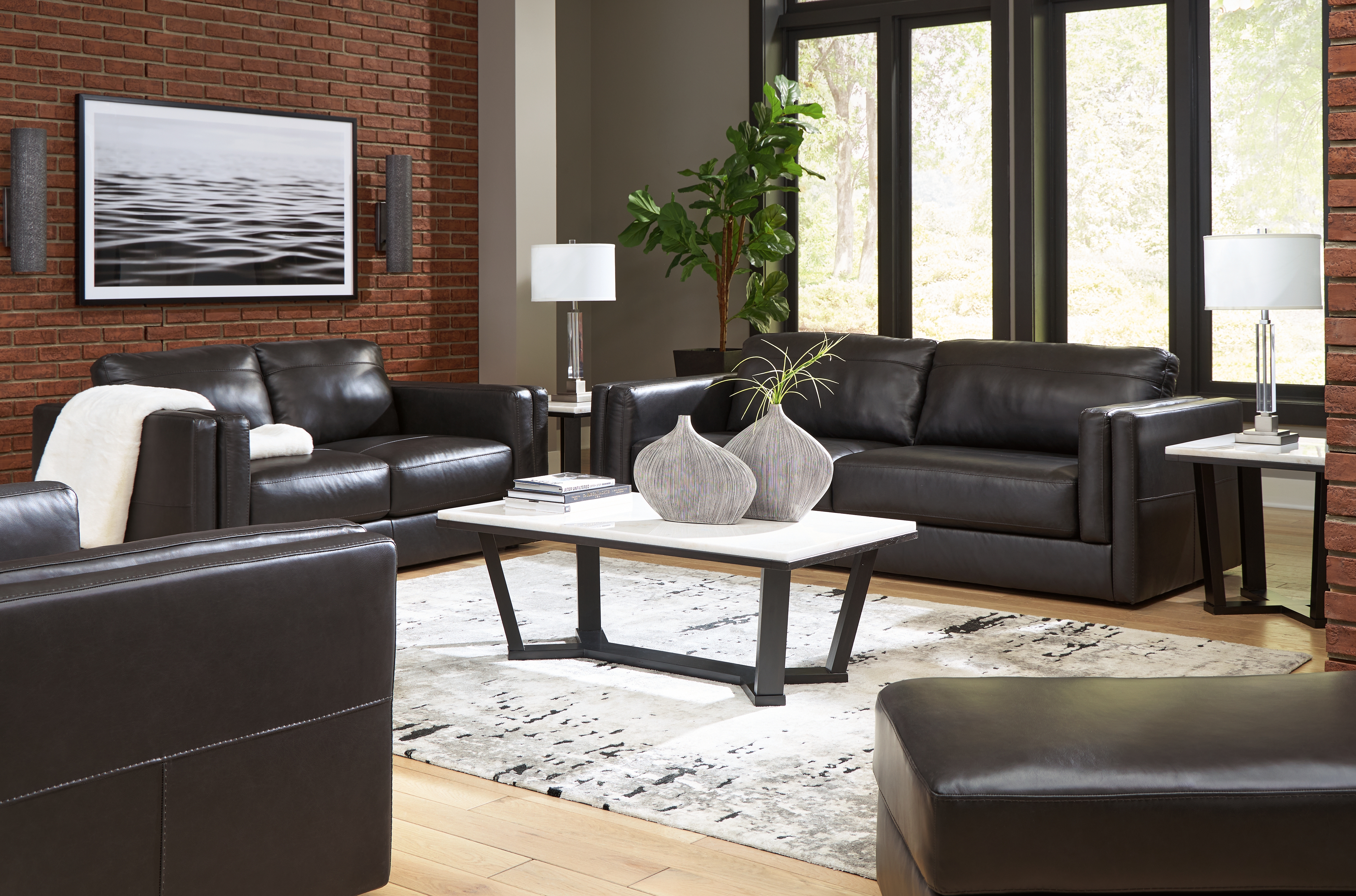 Amiata - 4 Pc. - Sofa, Loveseat, Chair And A Half, Ottoman - Onyx