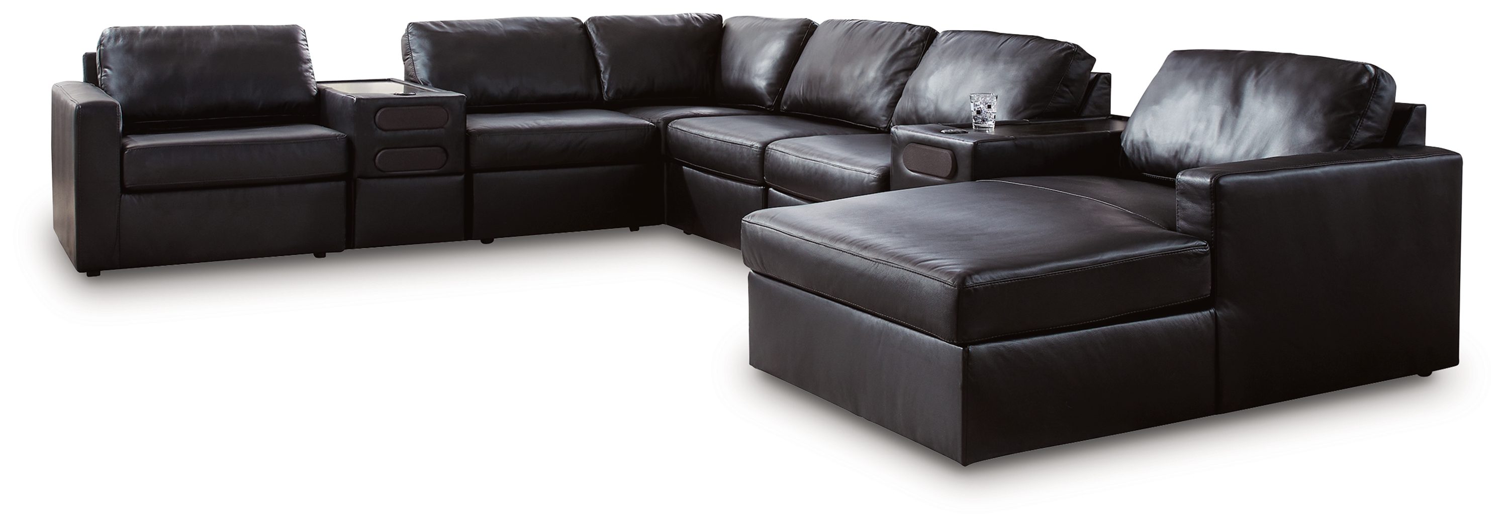 ModMax II - 8-Piece Sectional With RAF Corner Chaise And Audio Consoles - Black
