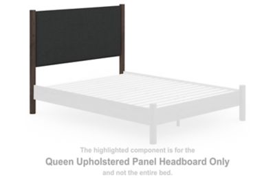 Pamytta - Queen Upholstered Panel Headboard - Black / Brown