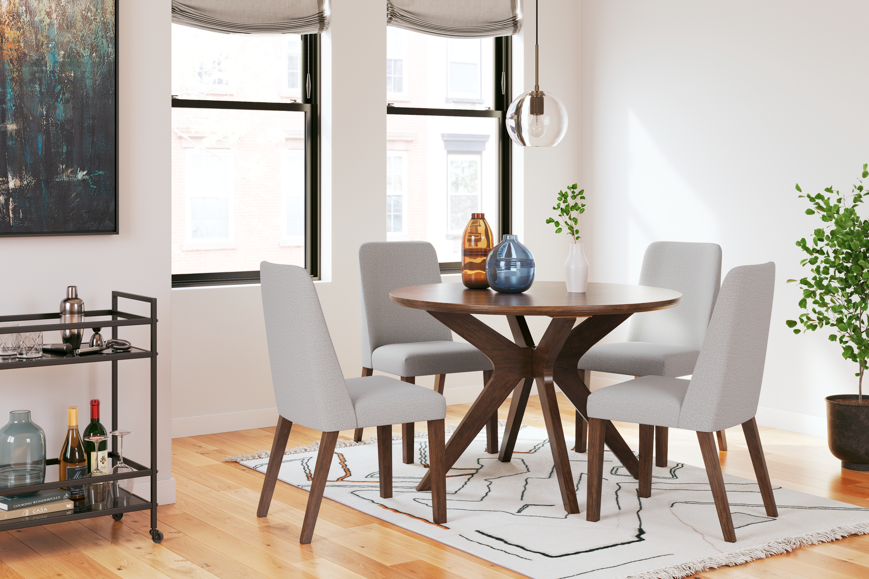Lyncott - 5 Pc. - Dining Room Table, 4 Side Chairs - Brown / Gray
