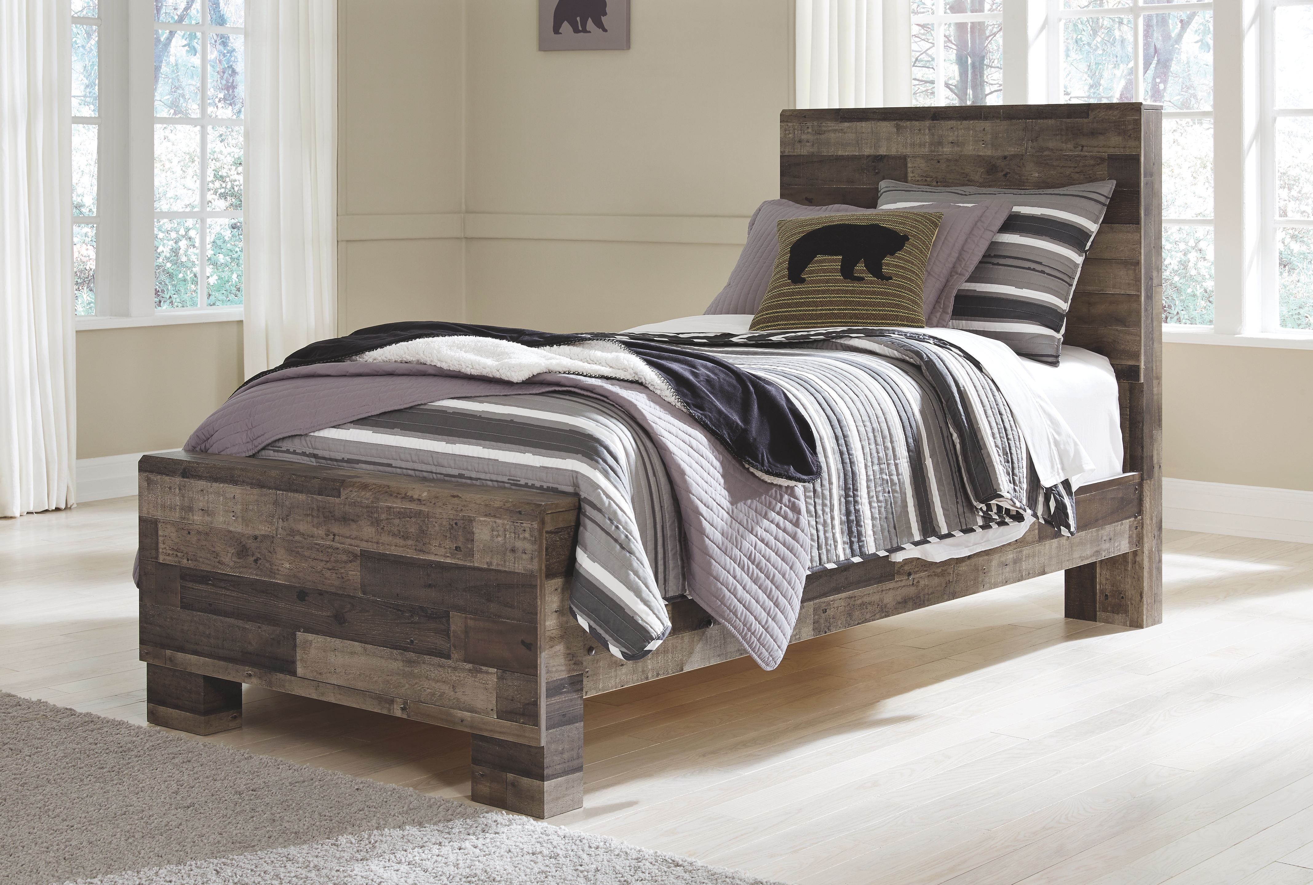 Derekson - Twin Panel Bed - Multi Gray