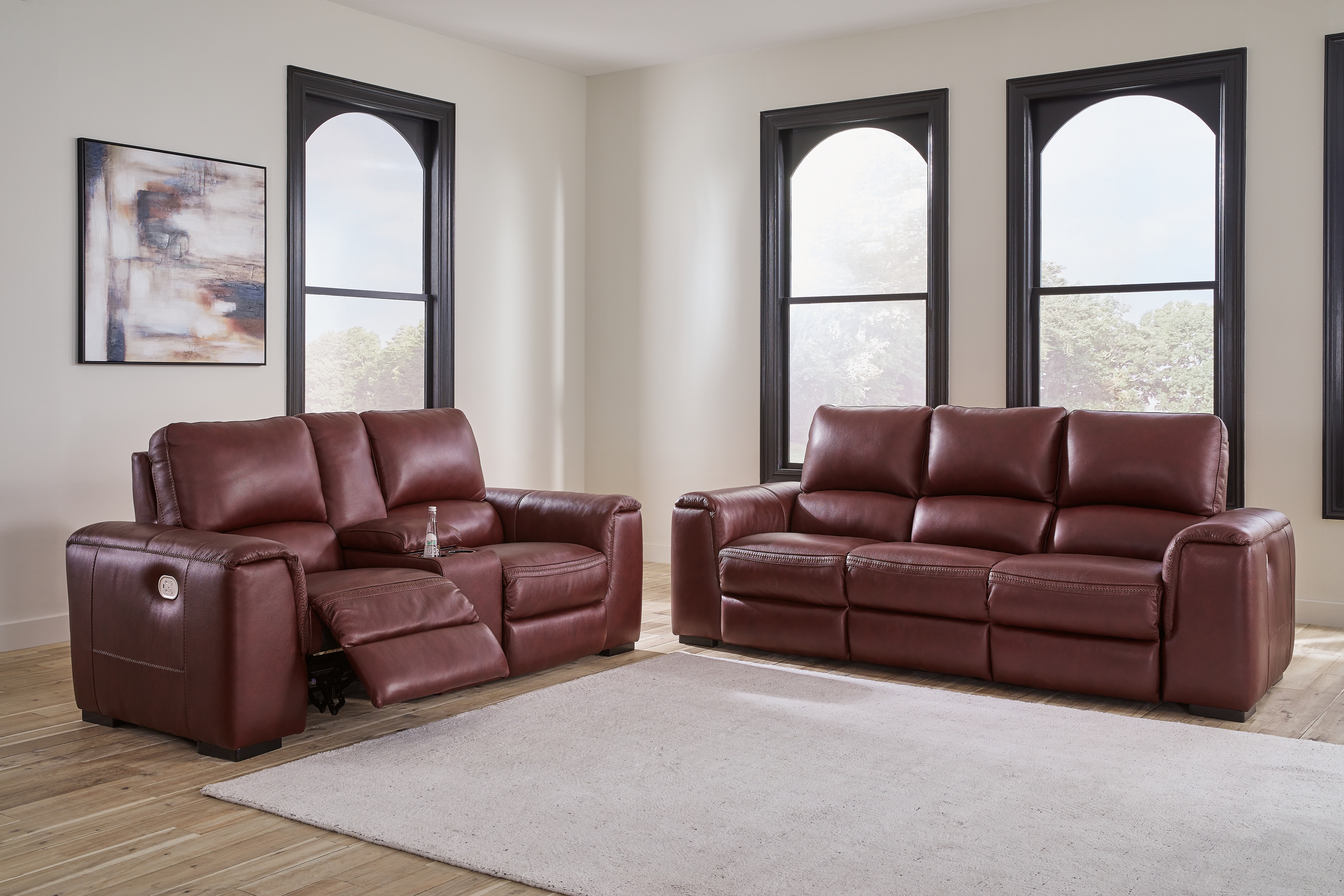Alessandro - 2 Pc. - Power Reclining Sofa, Loveseat - Garnet