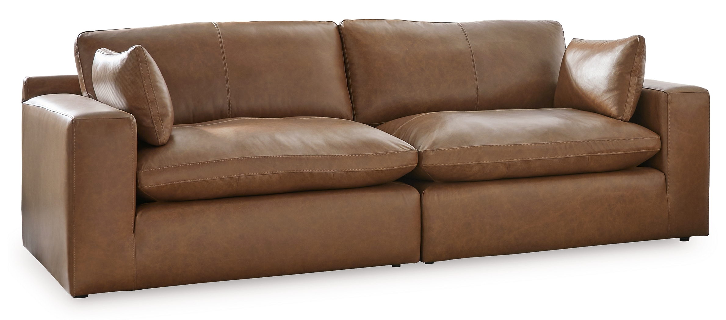Emilia - 2-Piece Sectional Loveseat - Caramel