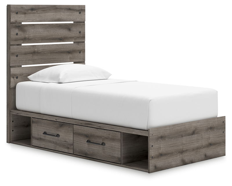 Graystorm - Twin Panel Storage Bed - Brown Gray
