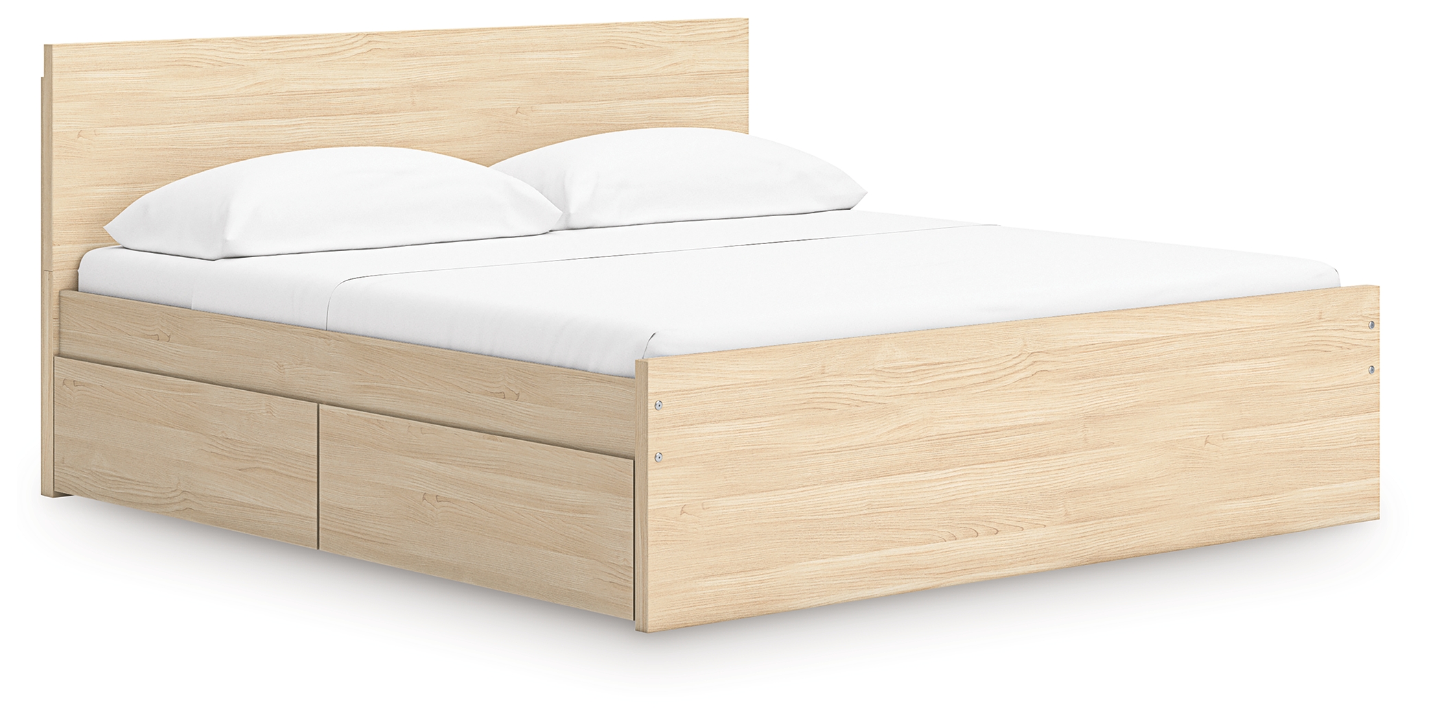 Onita - King Panel Platform Bed With 2 Side Storage - Natural