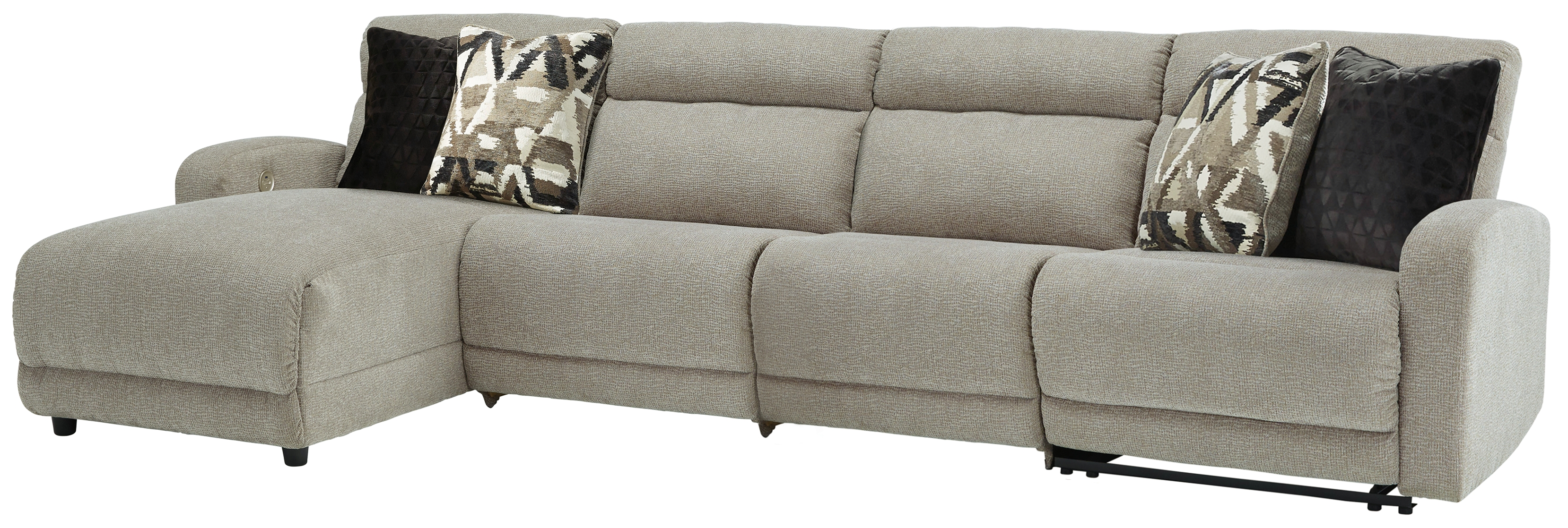 Colleyville - 4-Piece Power Reclining Sectional With Laf Press Back Power Chaise - Stone