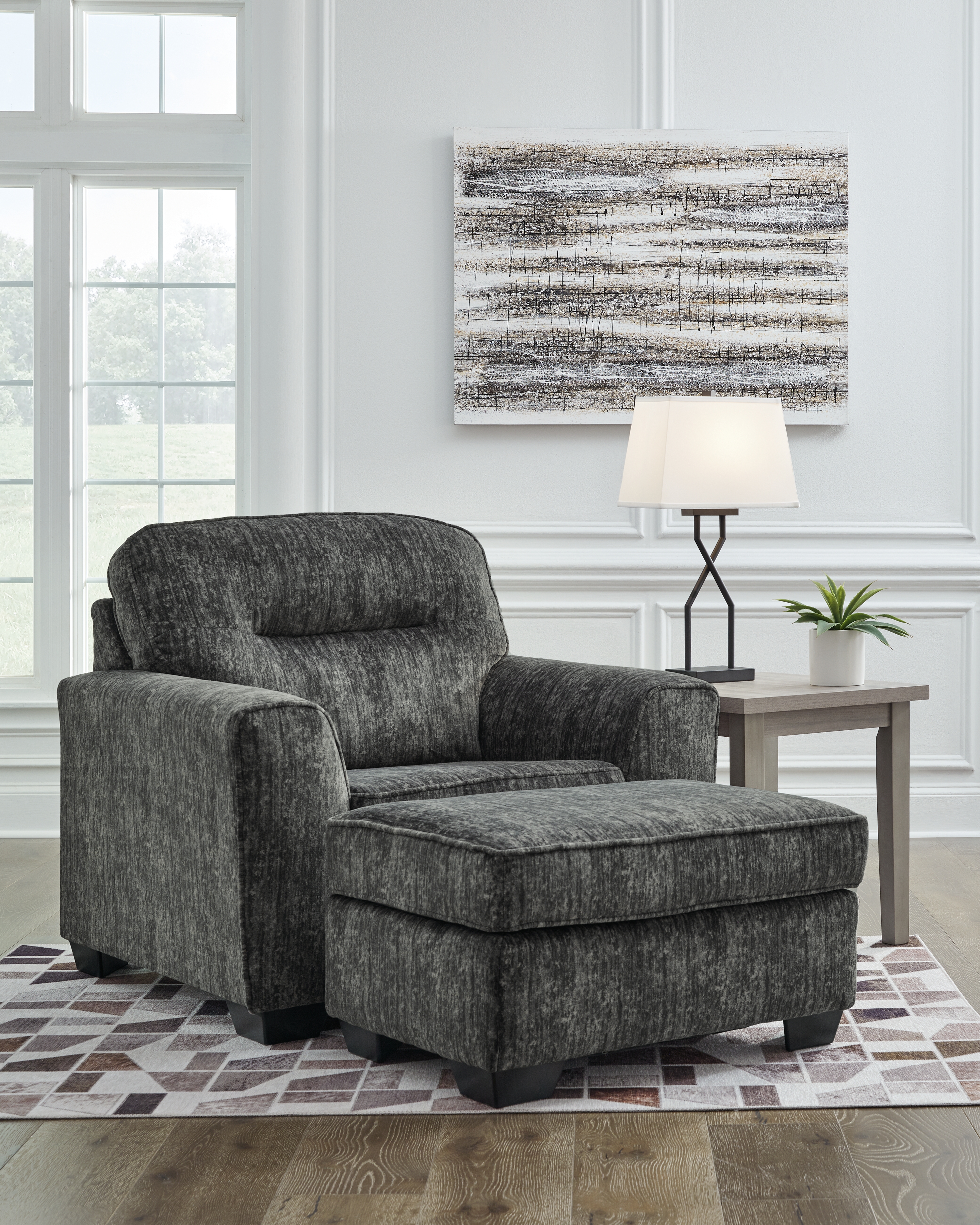 Lonoke - 2 Pc. - Chair And A Half, Ottoman - Gunmetal
