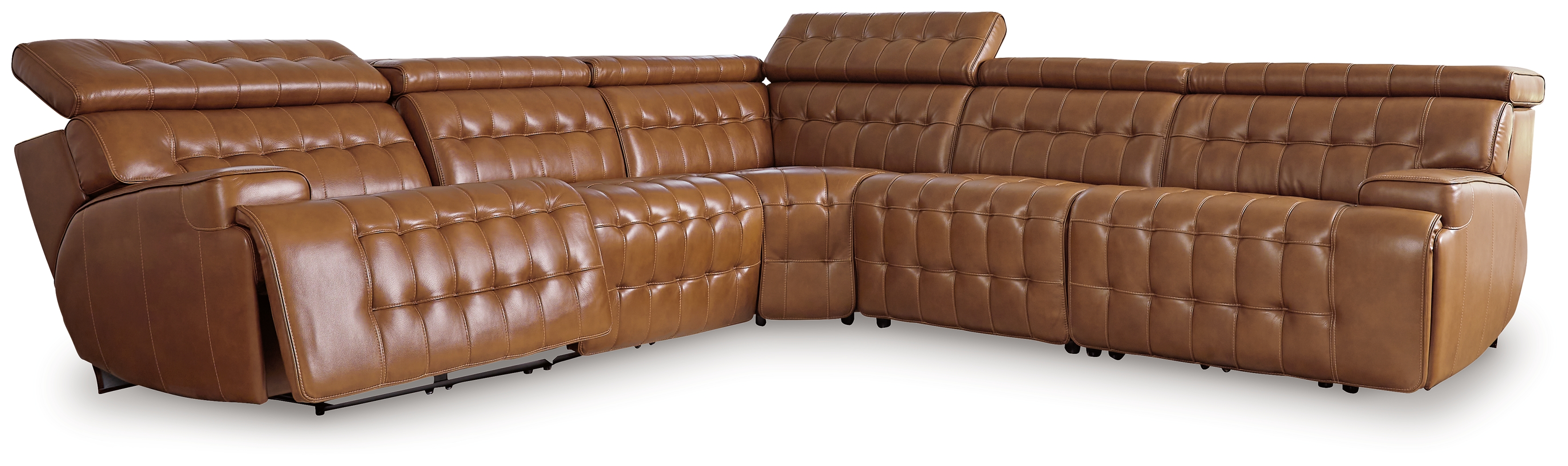 Temmpton - 5-Piece Power Reclining Sectional - Chocolate