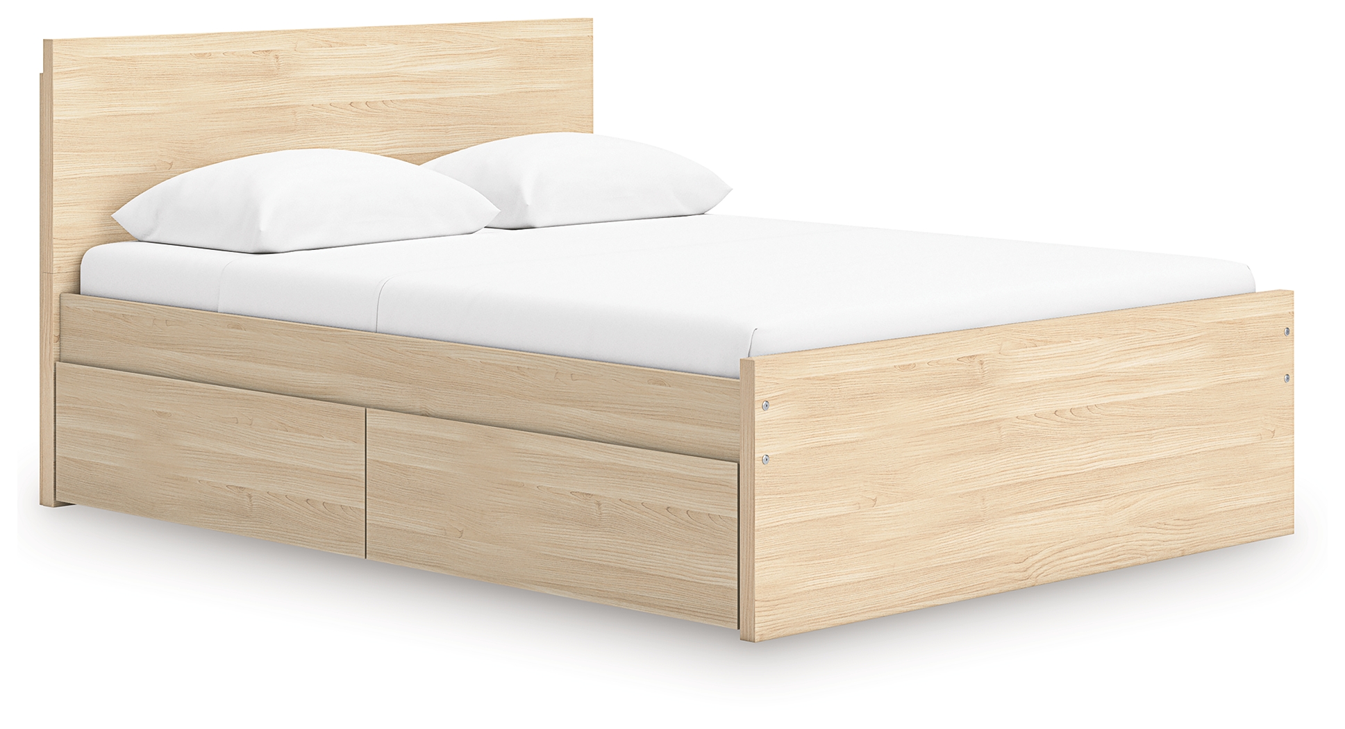 Onita - Queen Panel Platform Bed With 1 Side Storage - Natural