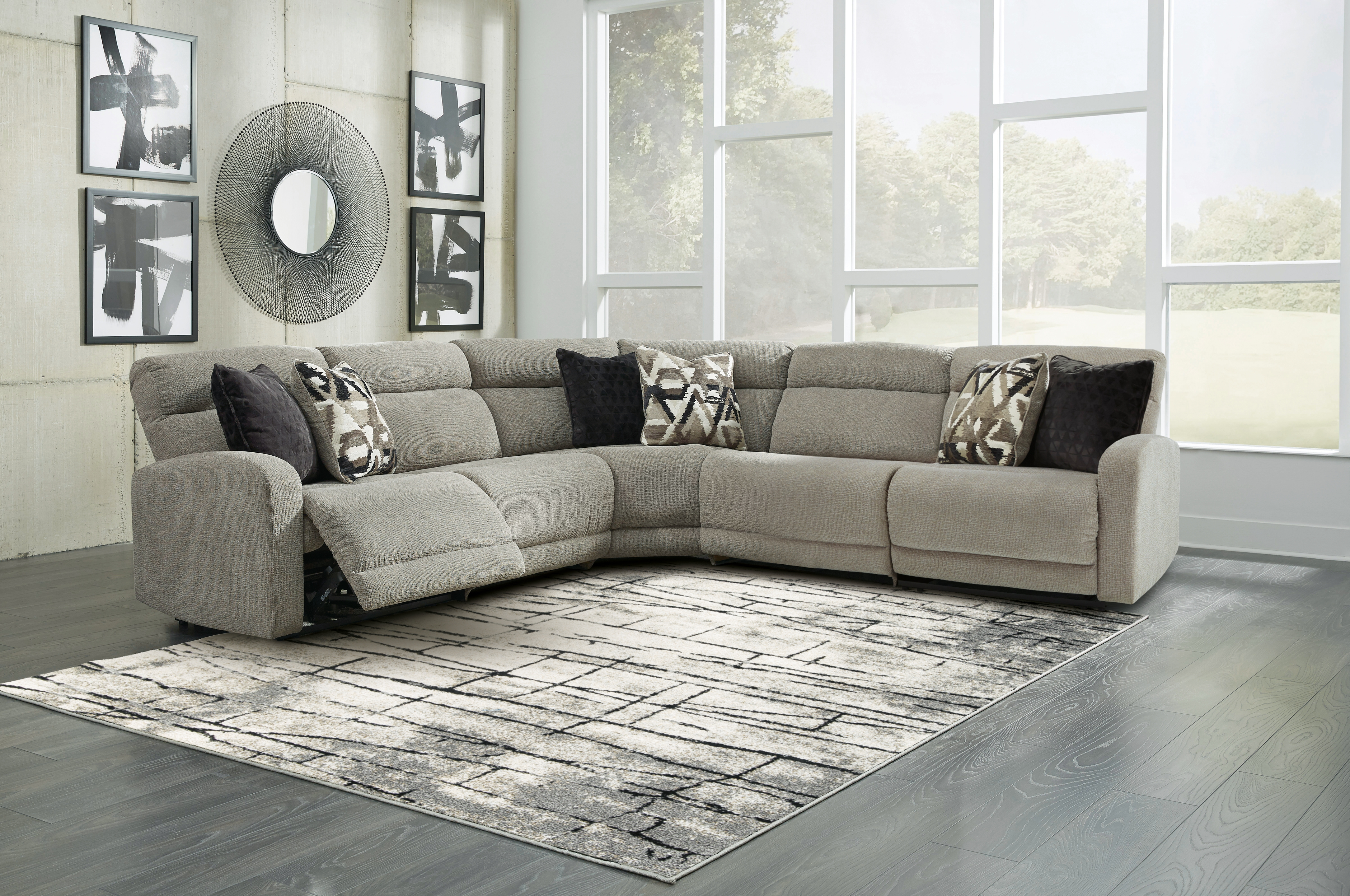 Colleyville - Zero Wall Recliners 5 Pc Sectional - Stone