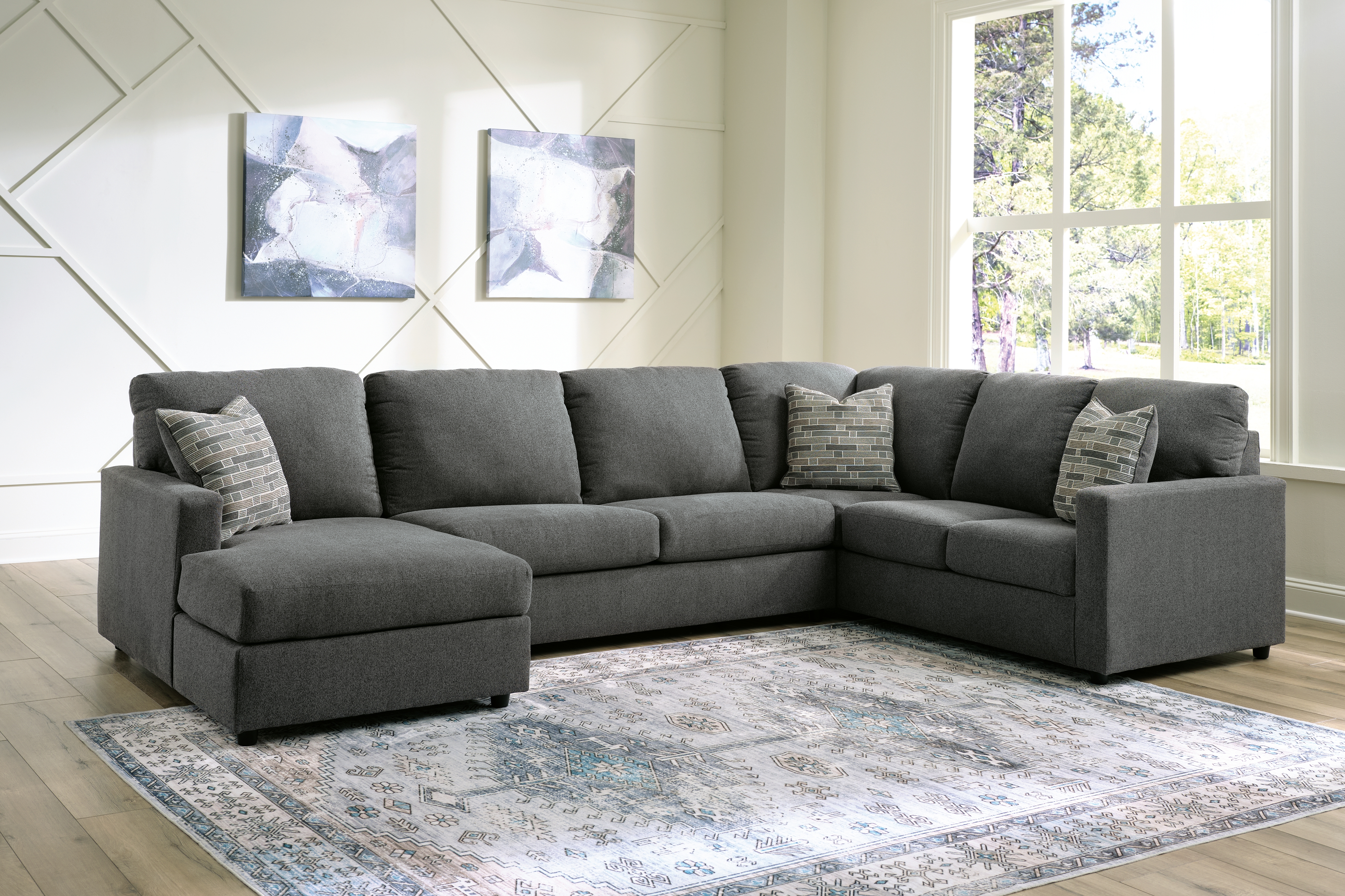 Edenfield - Left Arm Facing Corner Chaise 3 Pc Sectional - Charcoal