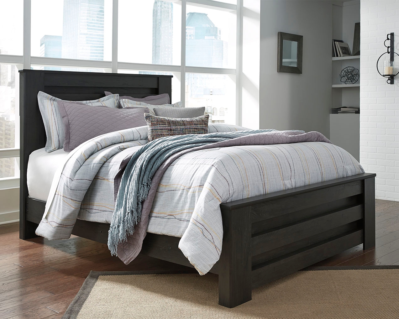 Brinxton - Queen Panel Bed - Charcoal