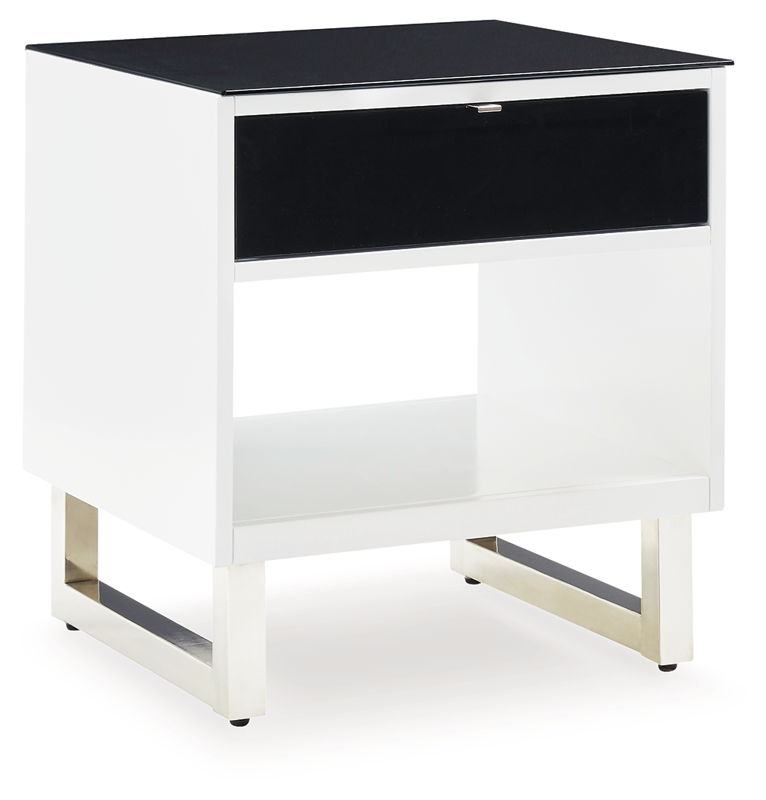 Gardoni - Rectangular End Table - White / Black