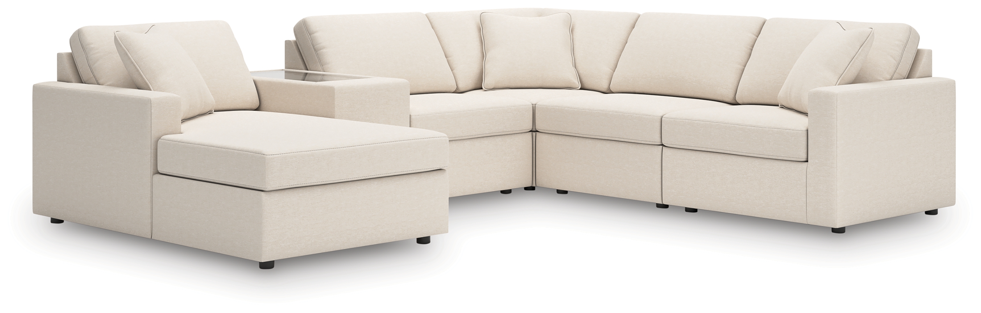 Modmax - 6-Piece Sectional With Laf Corner Chaise, Raf Corner Chair And Storage Console - Oyster