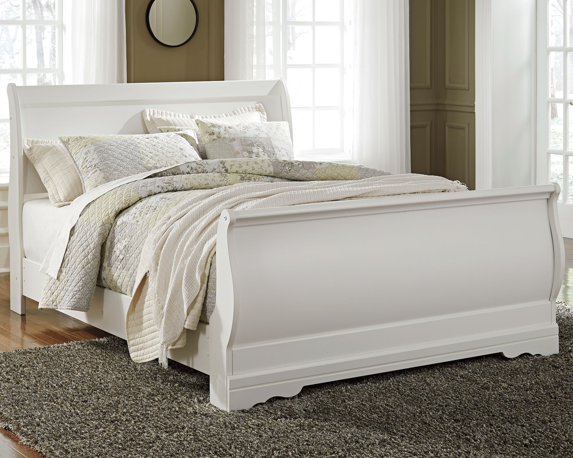 Anarasia - Queen Sleigh Bed - White