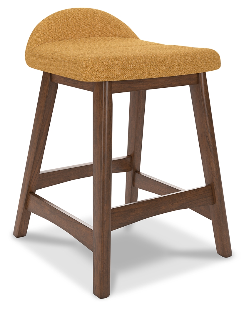 Lyncott - Upholstered Barstool (Set of 2) - Mustard / Brown