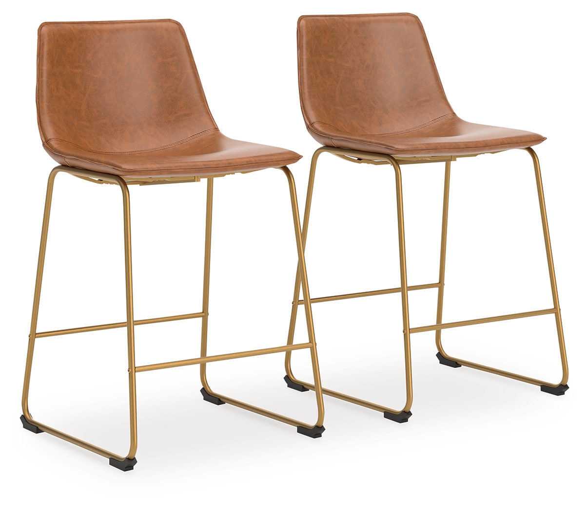 Ciabori - Upholstered Barstool (Set of 2) - Brown / Gold