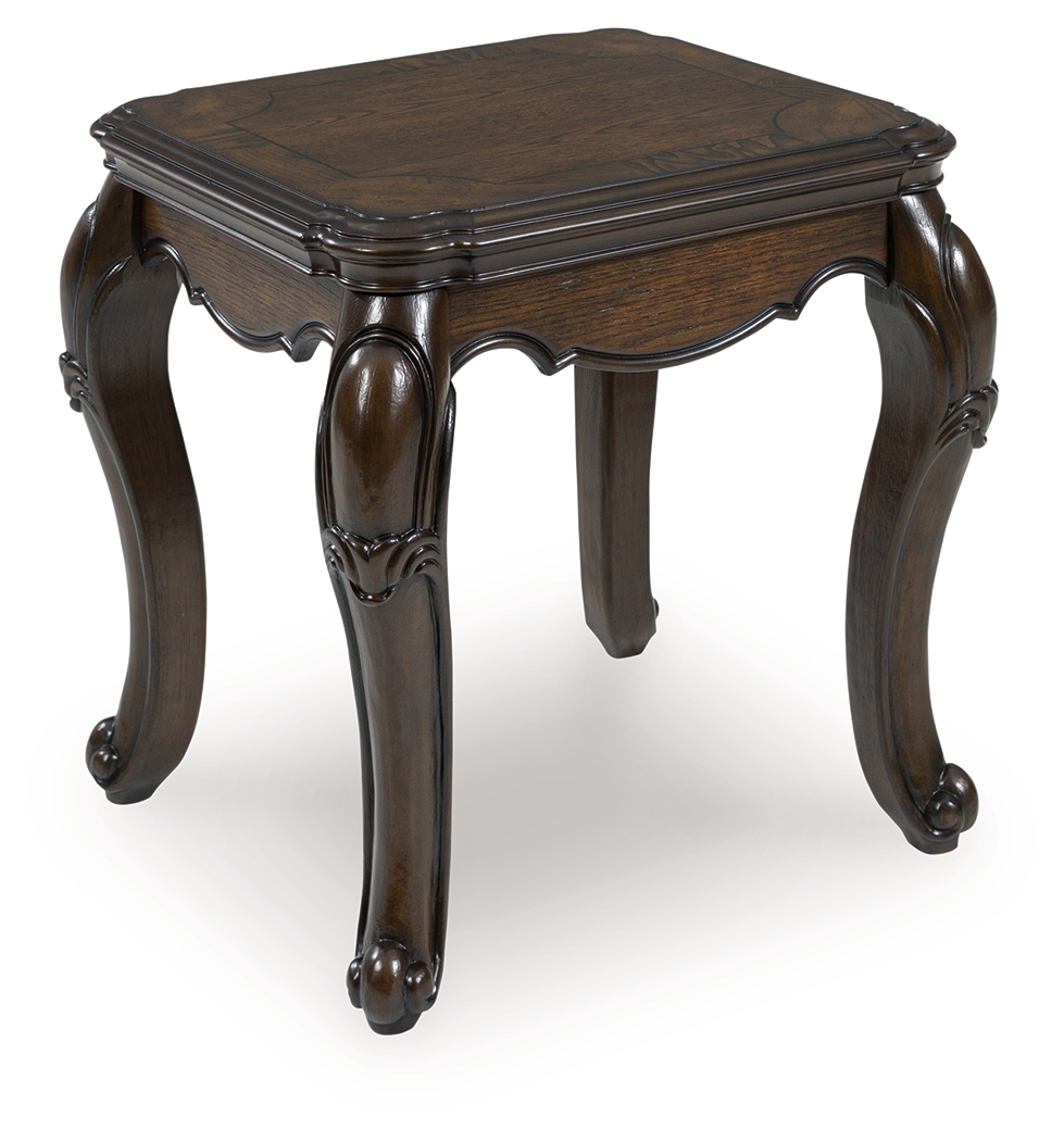 Maylee - Rectangular End Table With Cabriole Legs - Dark Brown