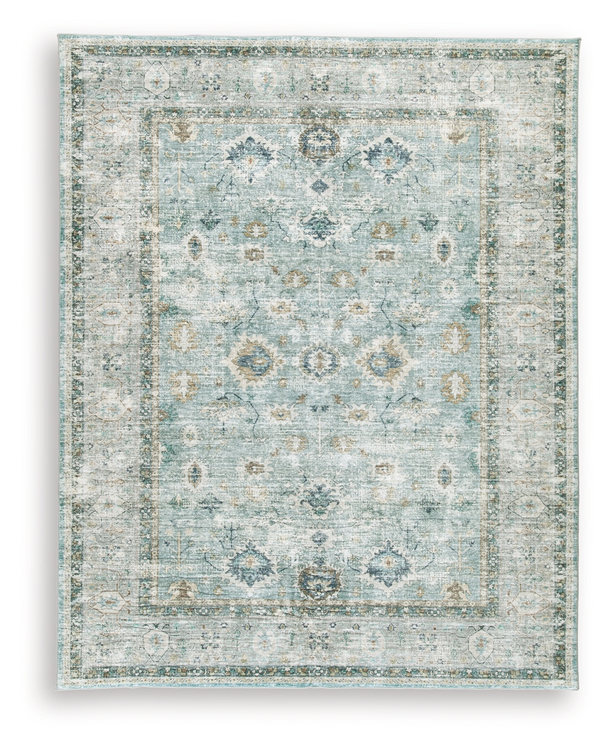 Ladstoney - 8' x 10' Rug - Teal / Beige / Ochre