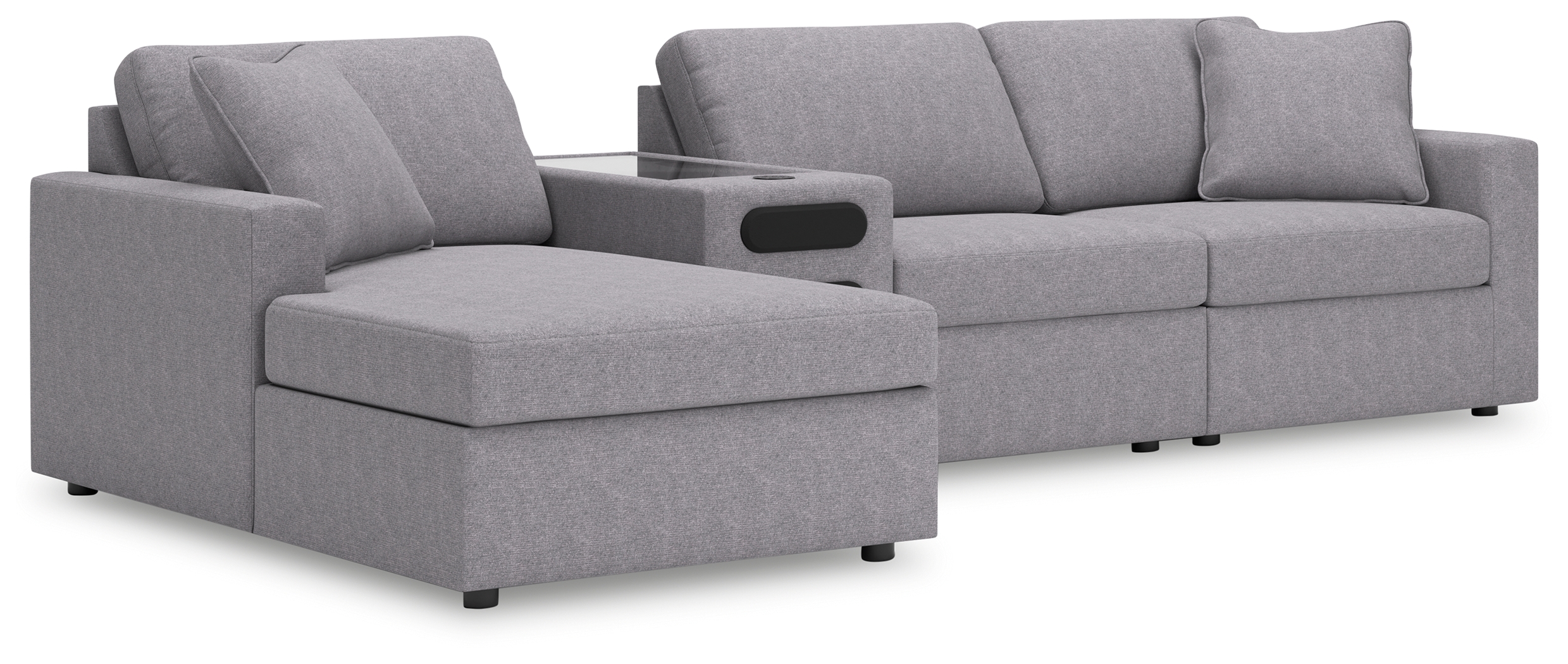Modmax - 4-Piece Sectional With Laf Corner Chaise And Audio System Console - Granite