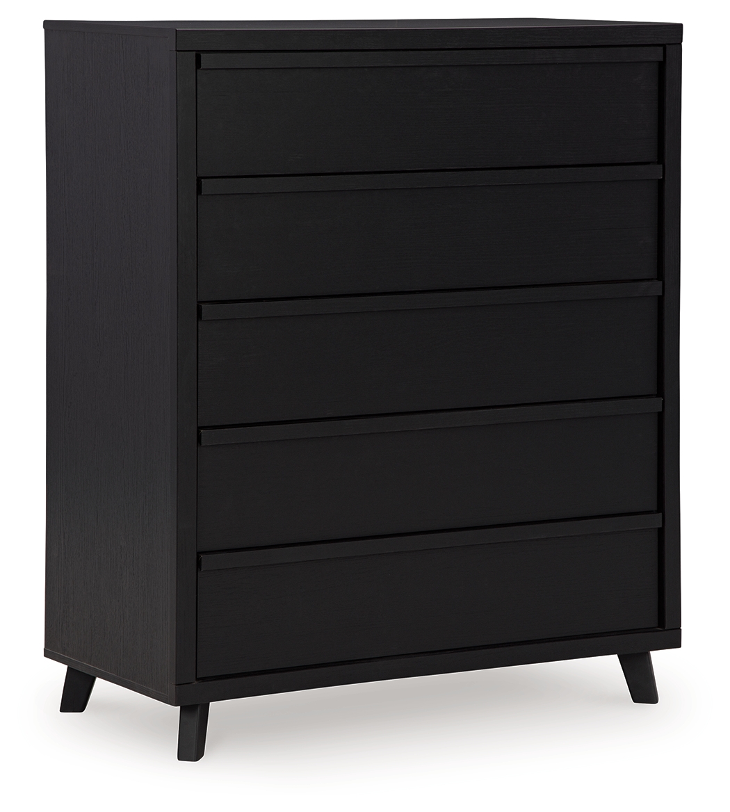 Danziar - Five Drawer Wide Chest - Black