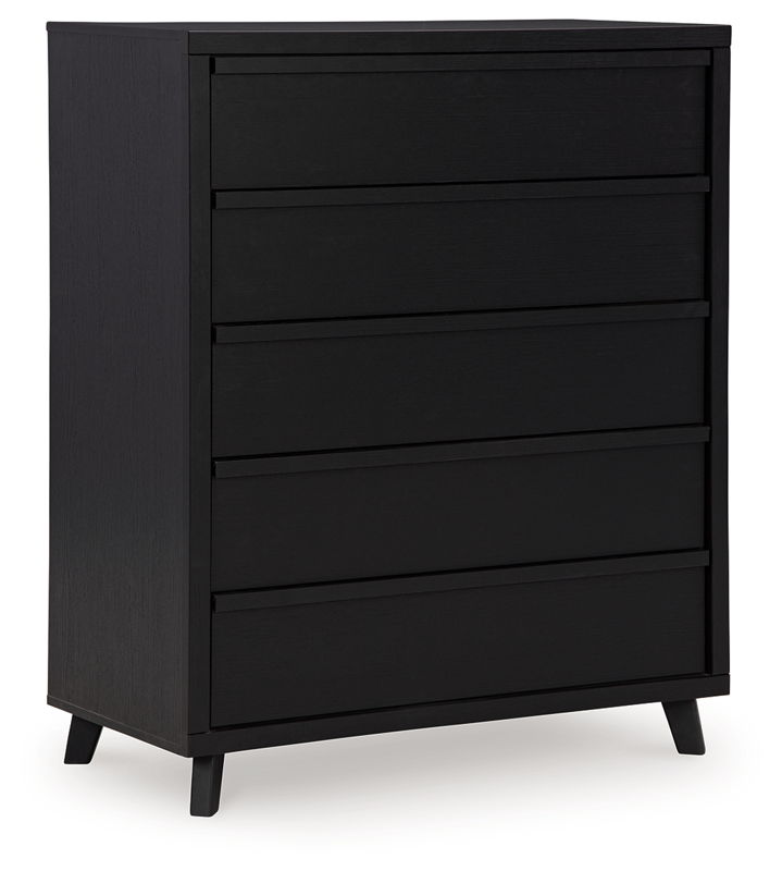 Danziar - Five Drawer Wide Chest - Black