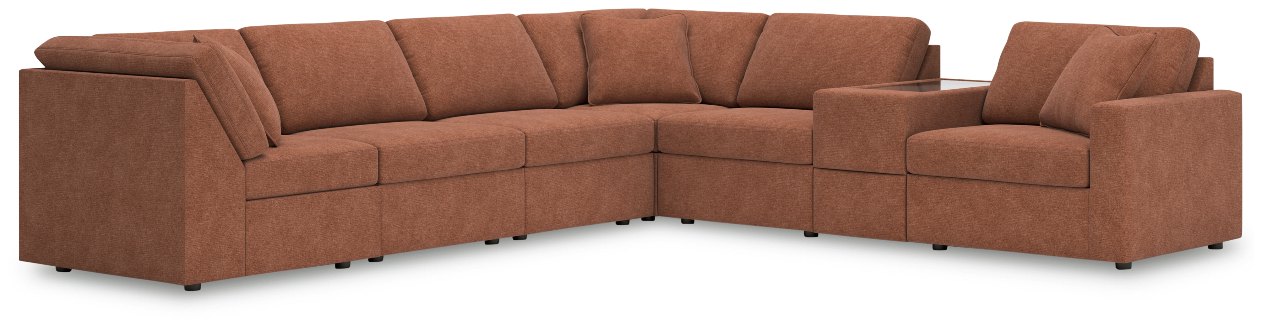 Modmax - 7-Piece Sectional With Storage Console And Laf Corner Chair - Spice