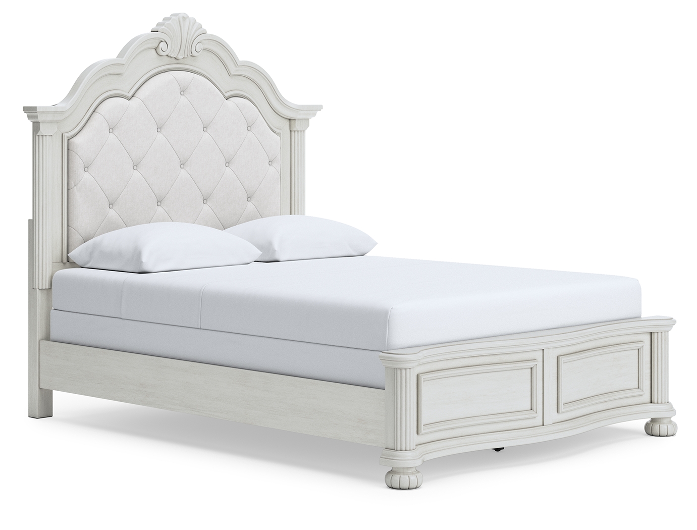 Montelaine - Queen Upholstered Panel Bed - Antique White