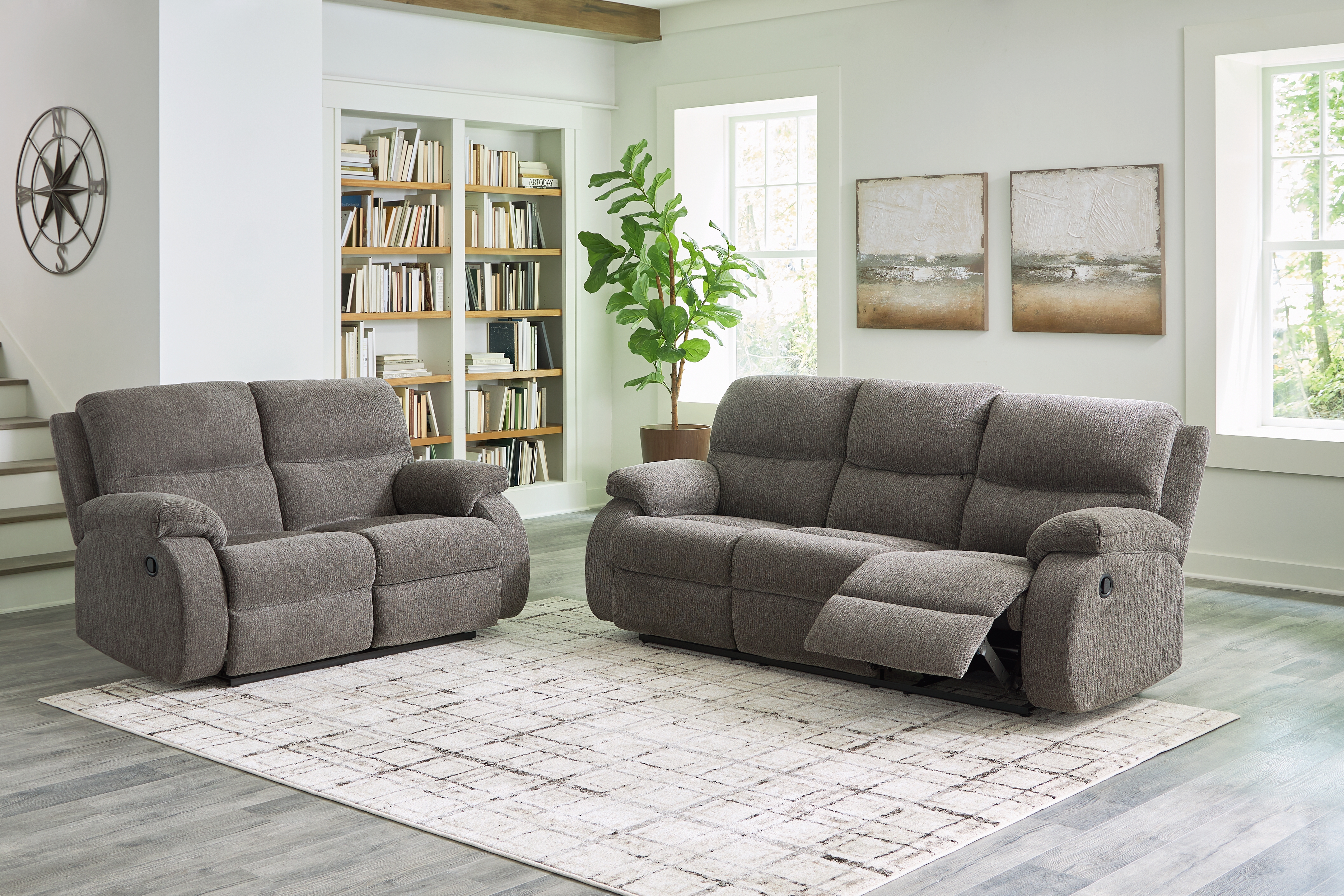 Scranto - 2 Pc. - Reclining Sofa, Reclining Loveseat - Brindle