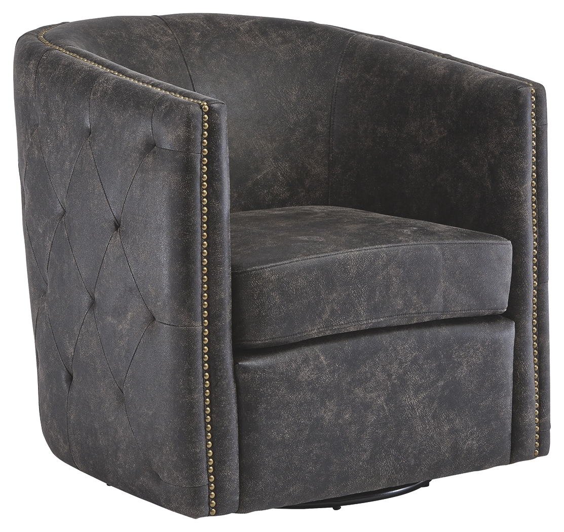 Brentlow - Swivel Accent Chair - Distressed Black