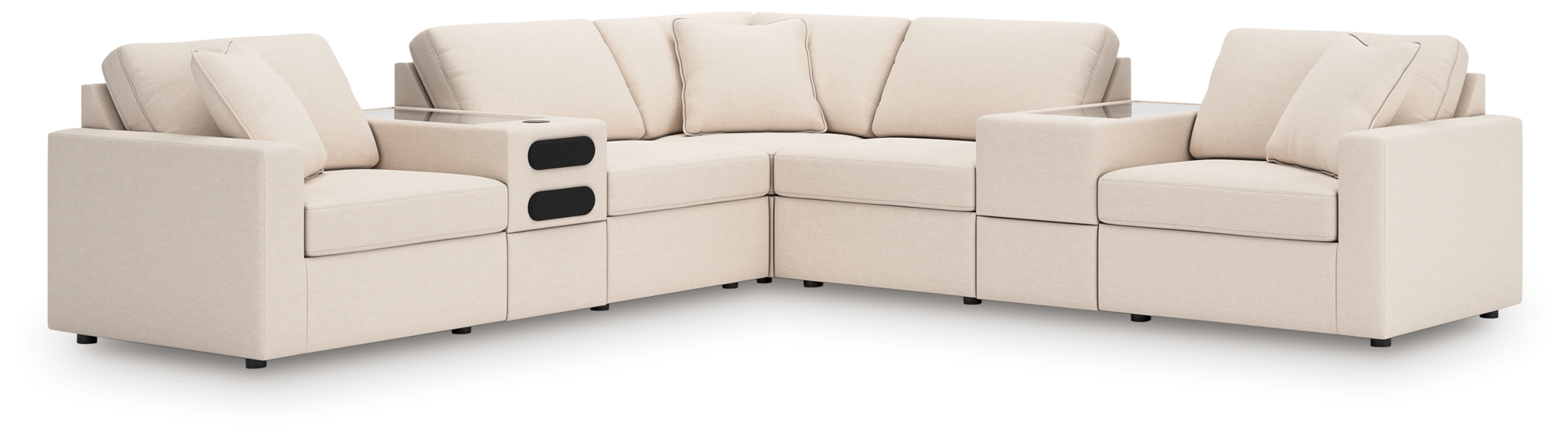 Modmax - 7-Piece Balanced Sectional With Audio And Storage Consoles - Oyster