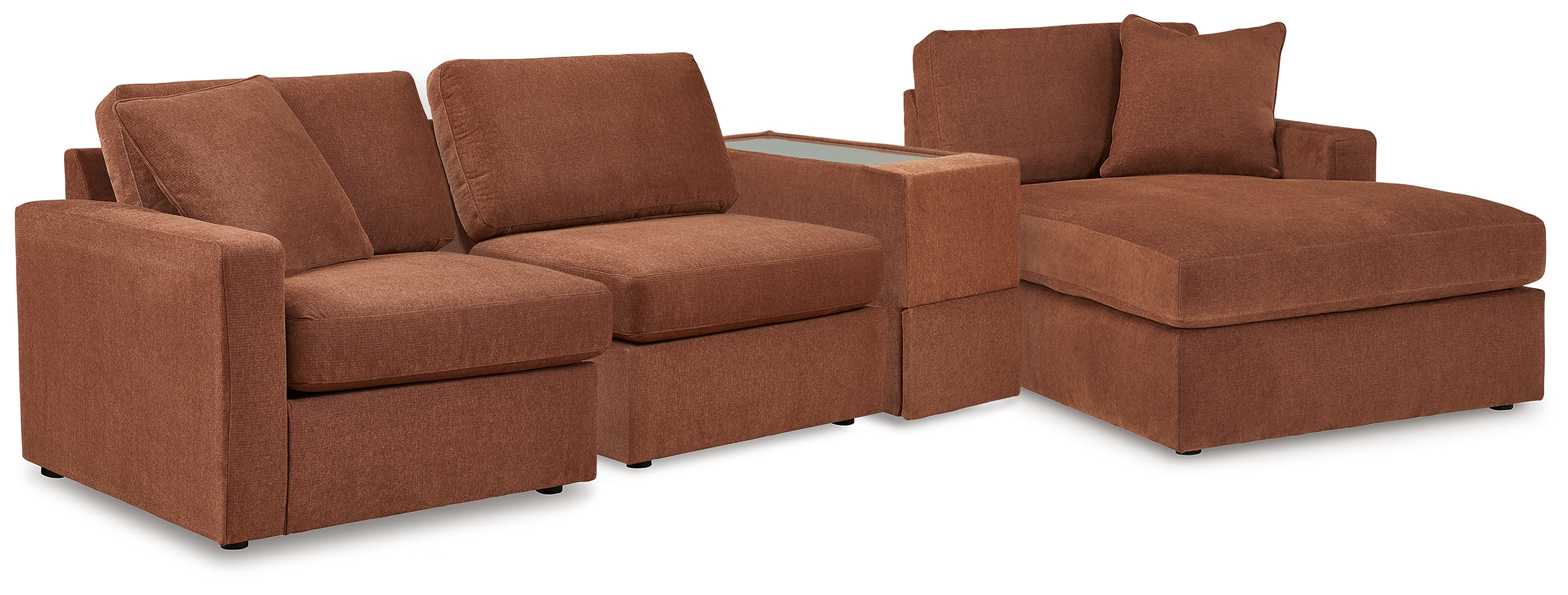 Modmax - 4-Piece Sectional With Raf Corner Chaise And Storage Console - Spice