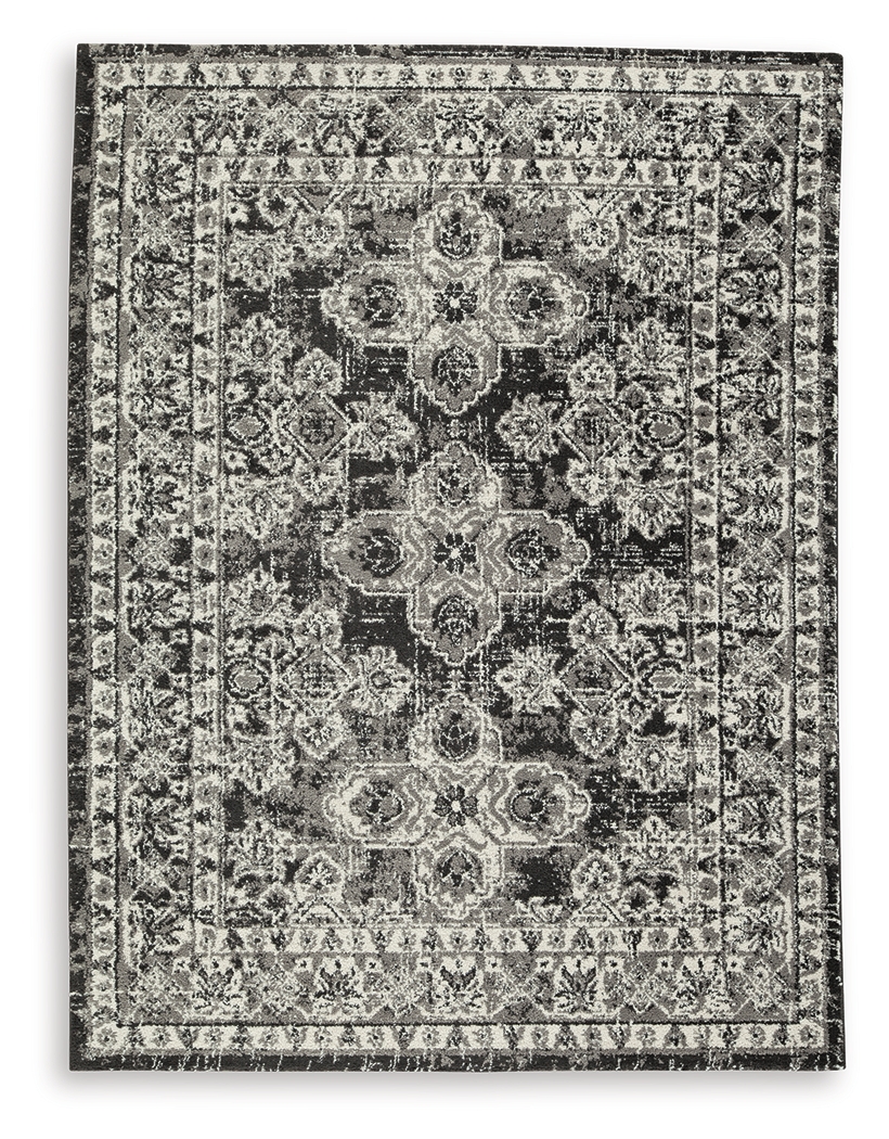 Glennisman - 5' x 7' Rug - Black / Gray / Ivory