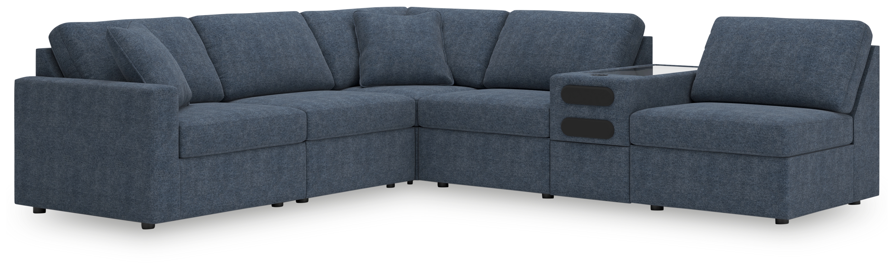 Modmax - 6-Piece Sectional With Audio System Console And 3 Armless Chairs - Ink