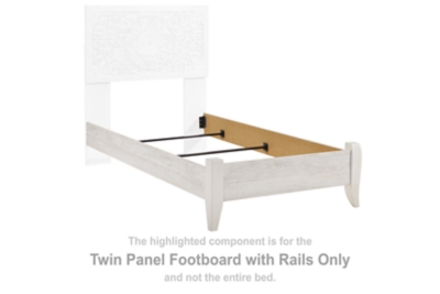 Paxberry - Twin Panel Footboard w/Rails - Whitewash