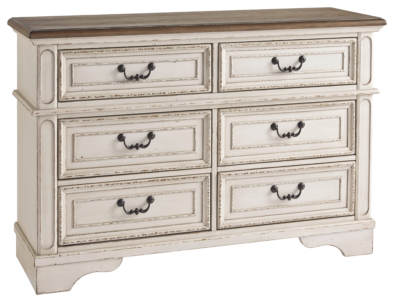 Realyn - Dresser - 6-drawer - White / Brown / Beige