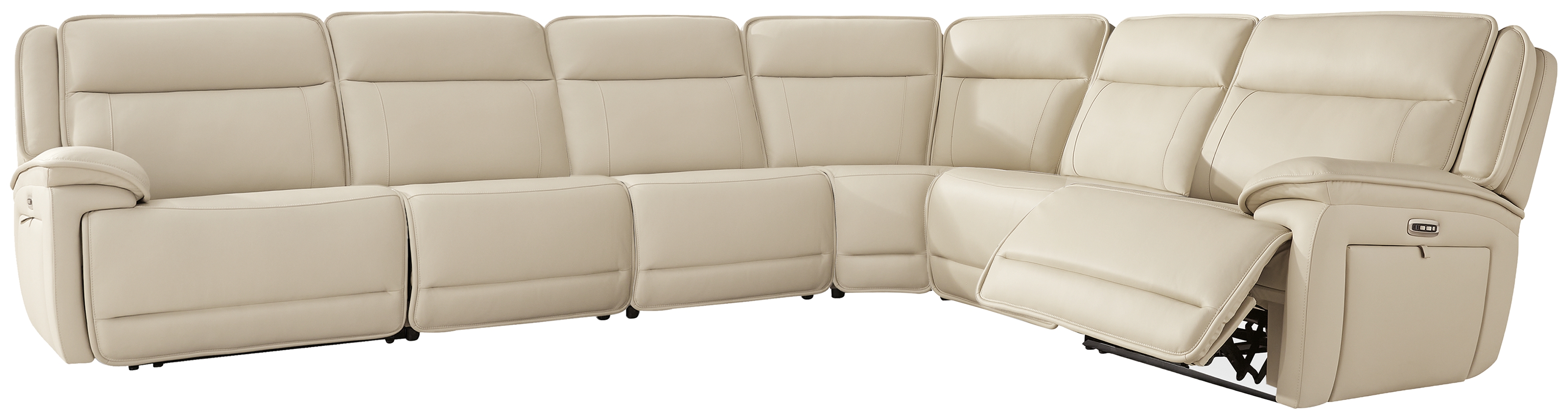 Double Deal - 6-Piece Power Reclining Sectional - Almond