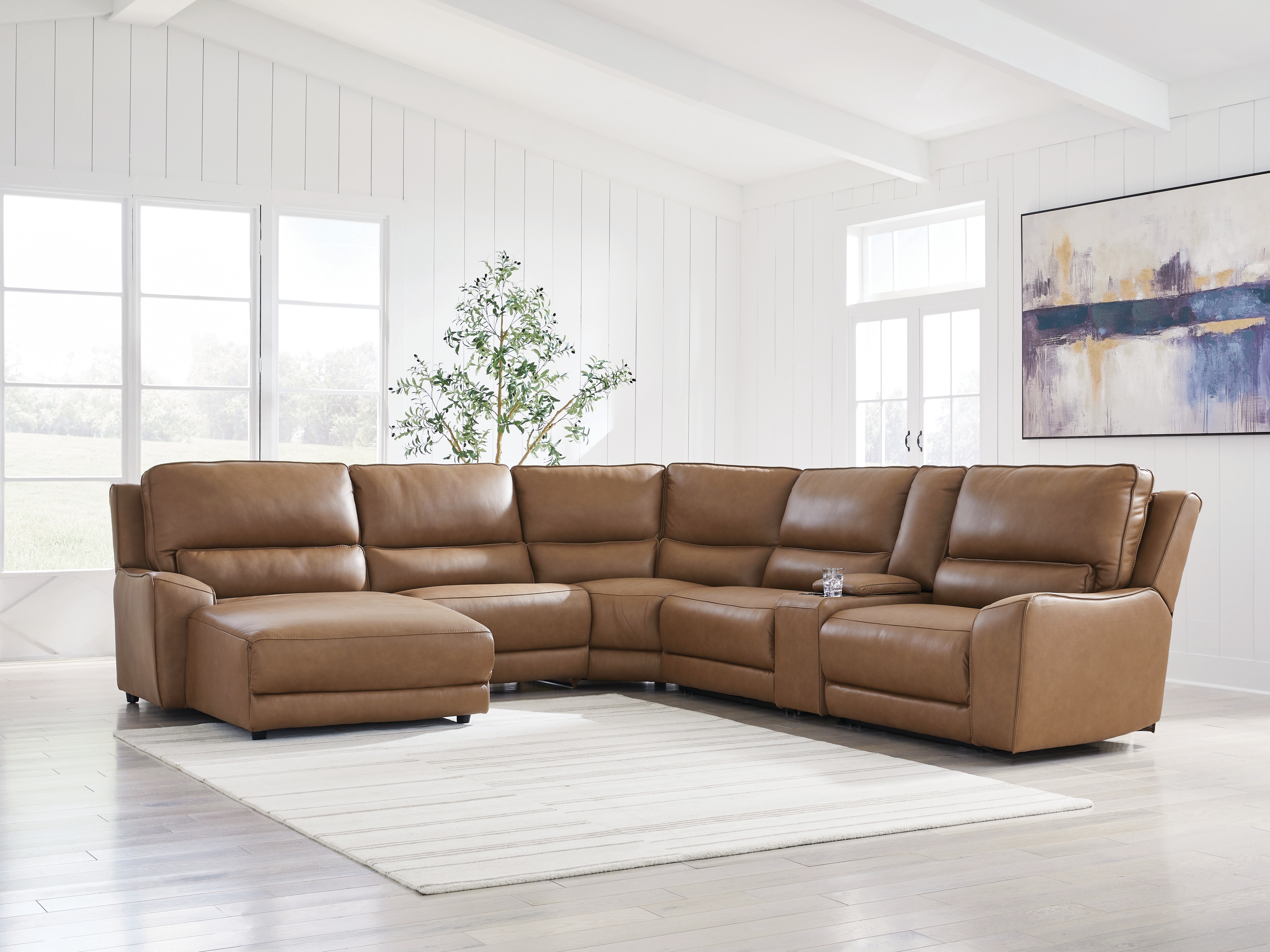 DeepWakes - 3-Piece Power Reclining Sofa With RAF Press Back Power Chaise - Canyon