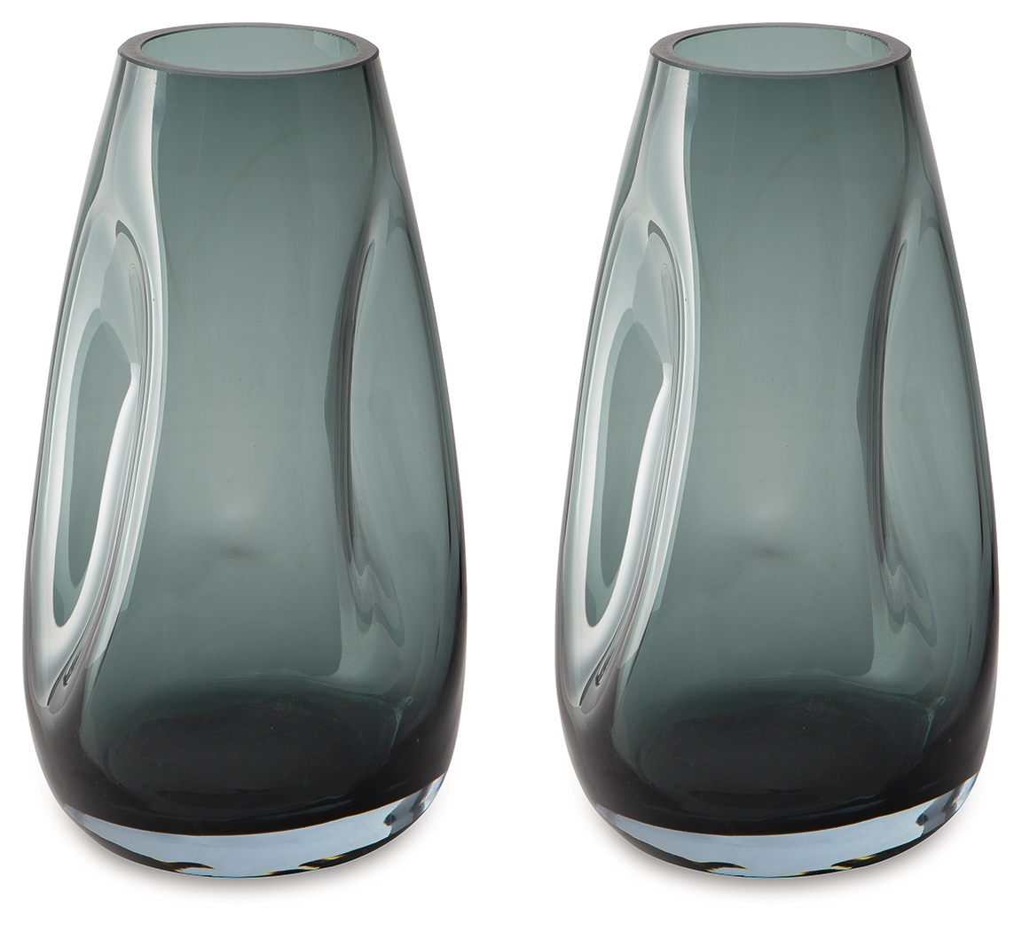 Beamund - Vase (Set of 2) - 9" - Teal Blue