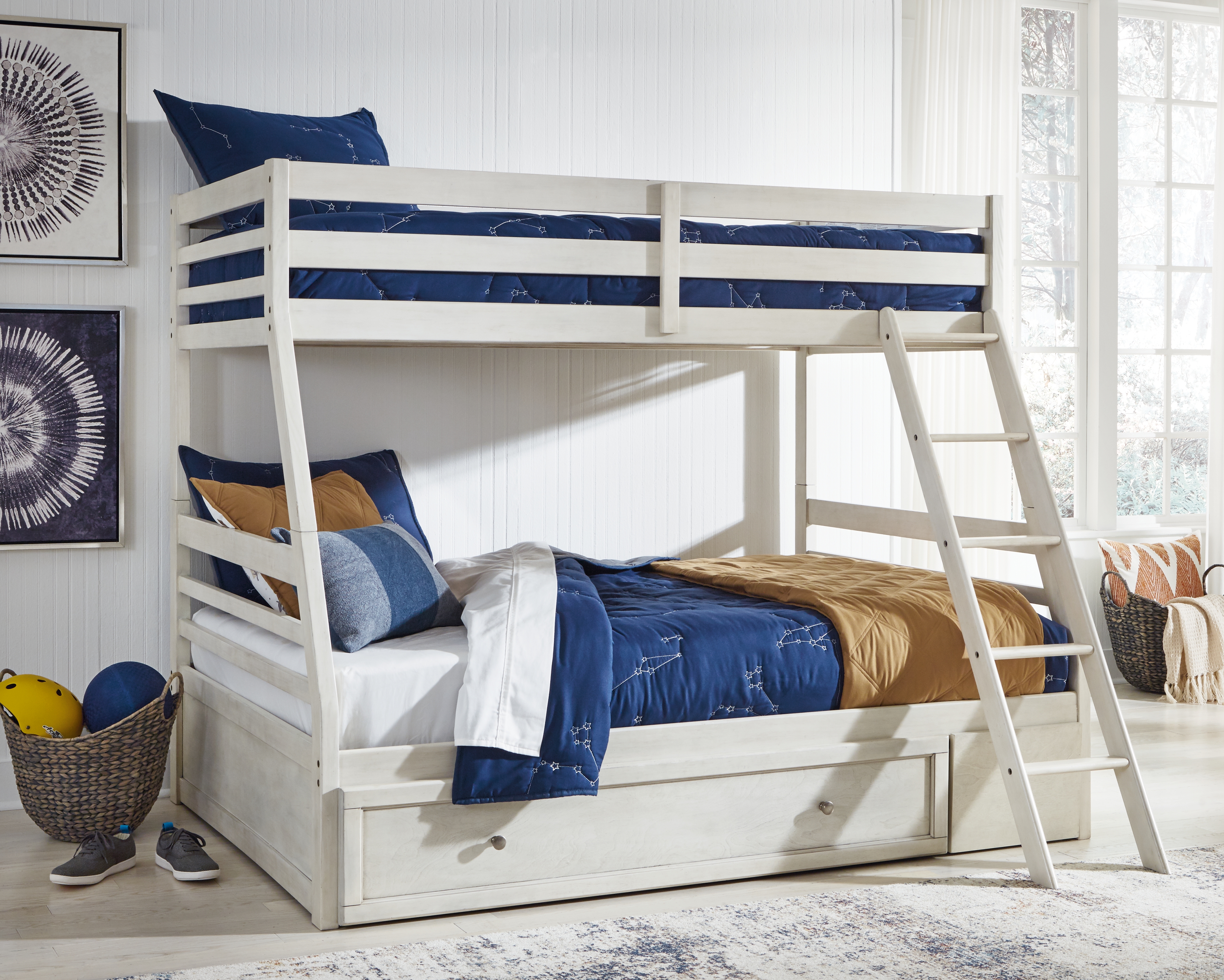 Robbinsdale - Twin Over Full Bunk Bed With Storage - Antique White