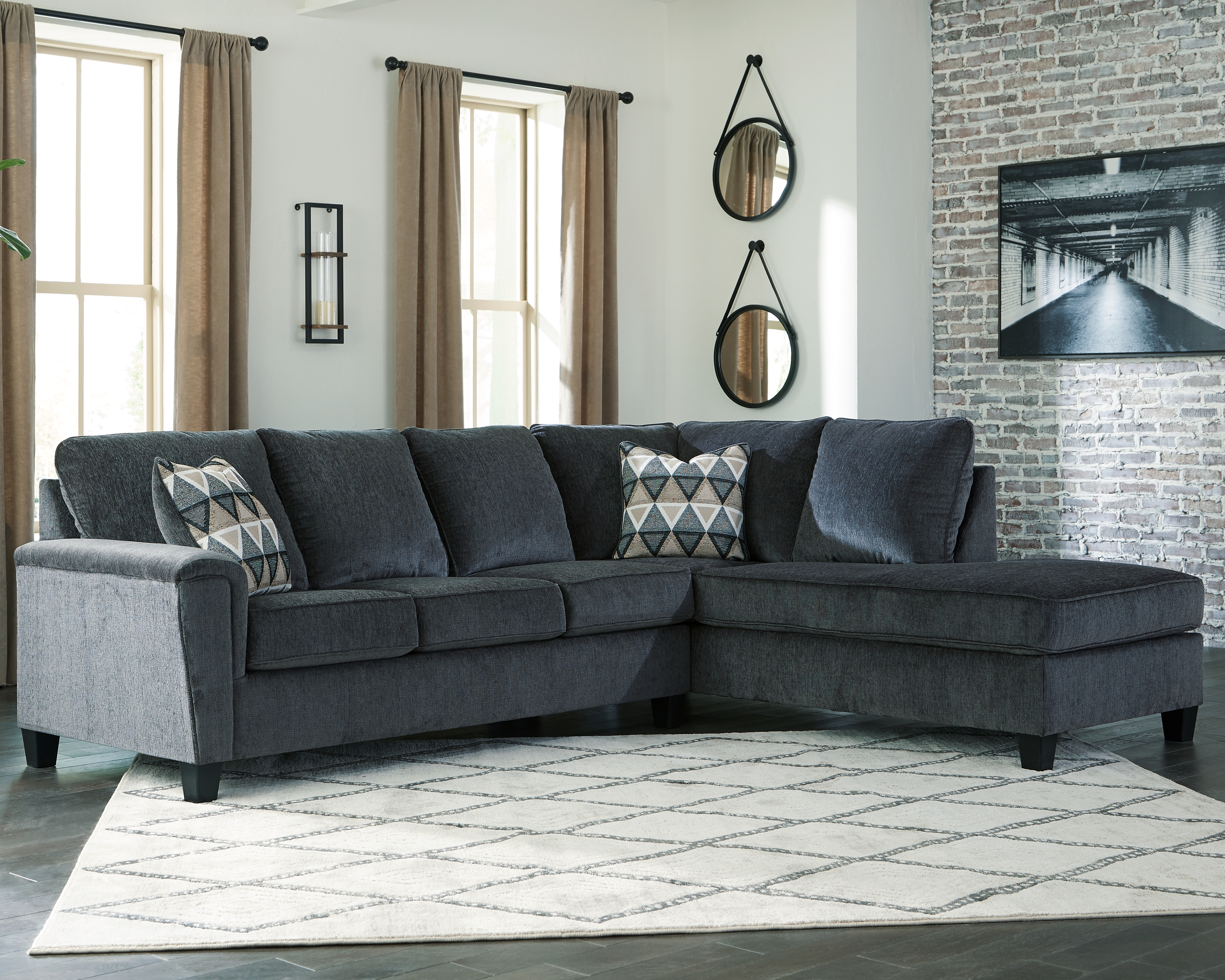 Abinger - Right Arm Facing Chaise 2 Pc Sectional - Smoke