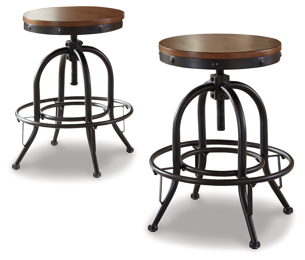 Valebeck - Swivel Barstool (Set of 2) - Brown / Black