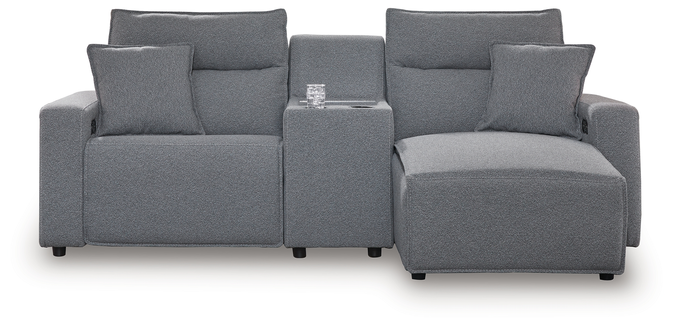ModMax II - 3-Piece Power Reclining Sectional With RAF Chaise And Storage Console - Salt And Pepper