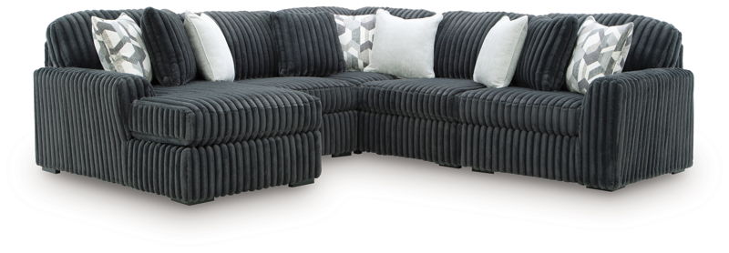 Midnight-Madness - 5-Piece Sectional With LAF Corner Chaise - Gunmetal