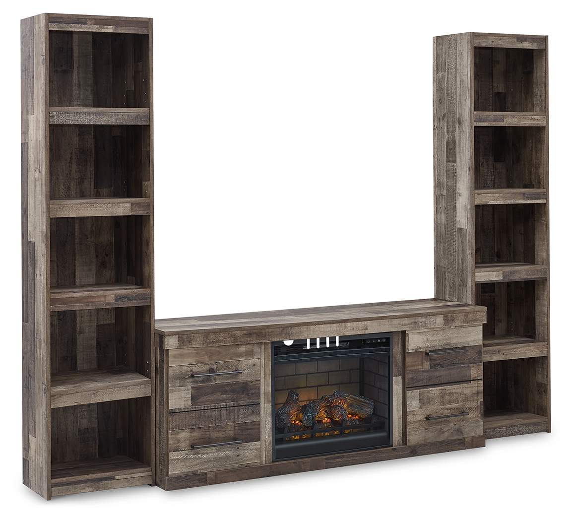 Derekson - 3-Piece Entertainment Center With Electric Fireplace - Multi Gray