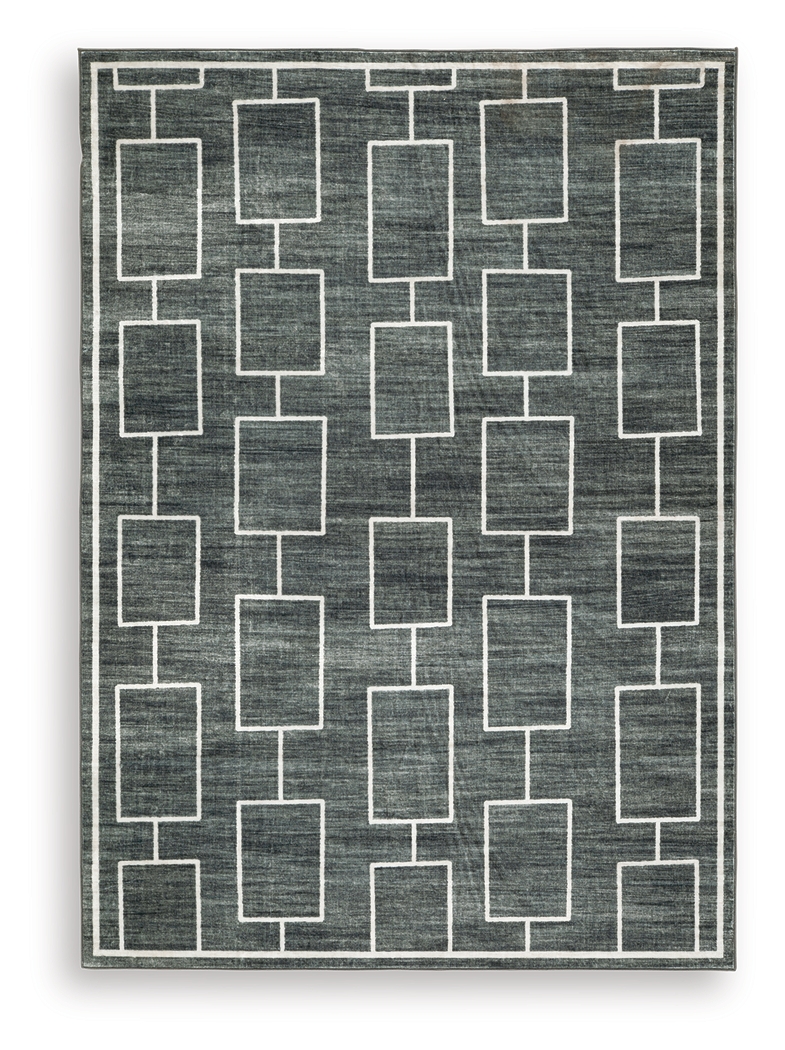 Elderland - 5' x 7' Washable Rug - Black / Gray