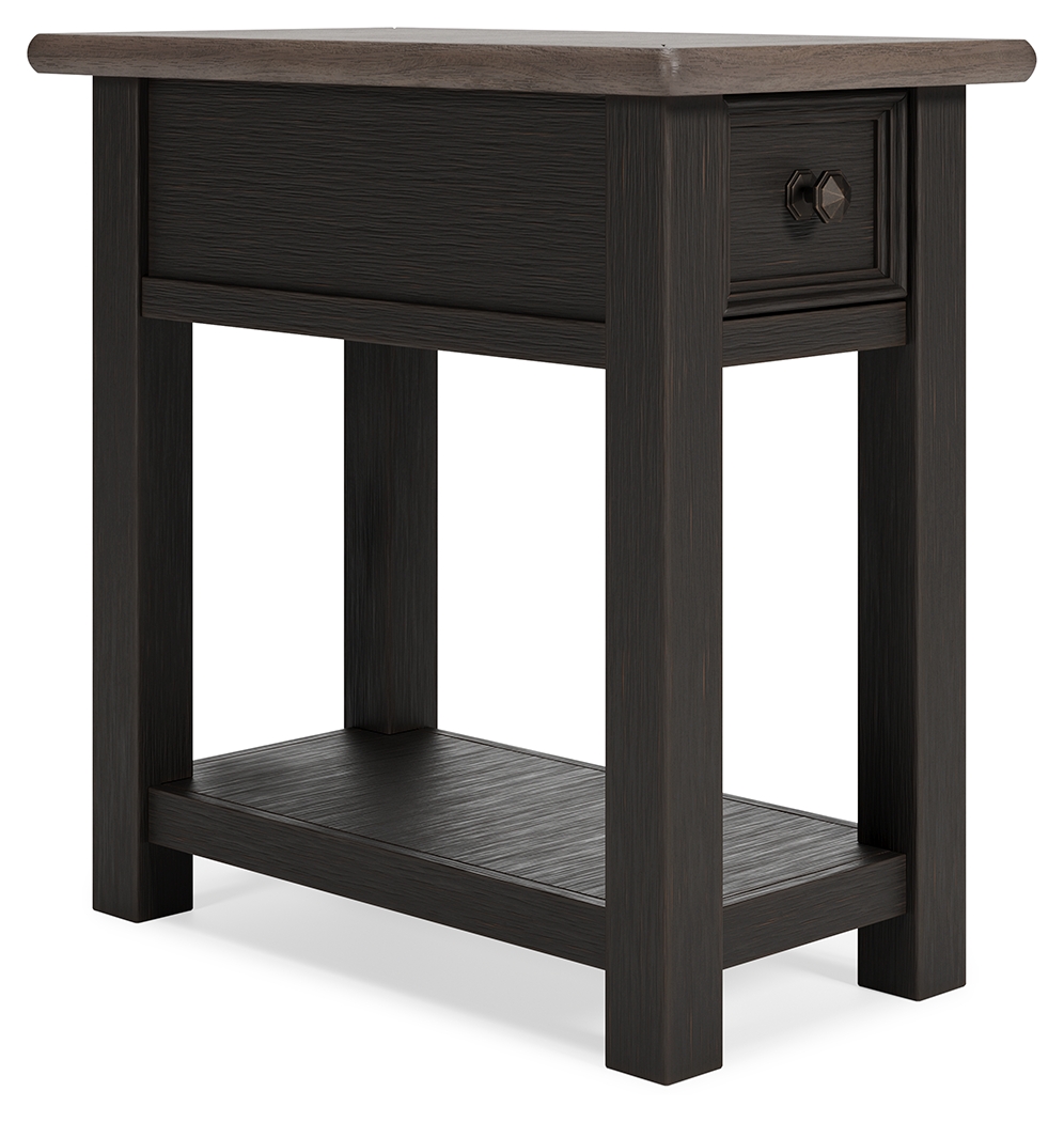 Tyler Creek - Chair Side End Table - Black / Gray