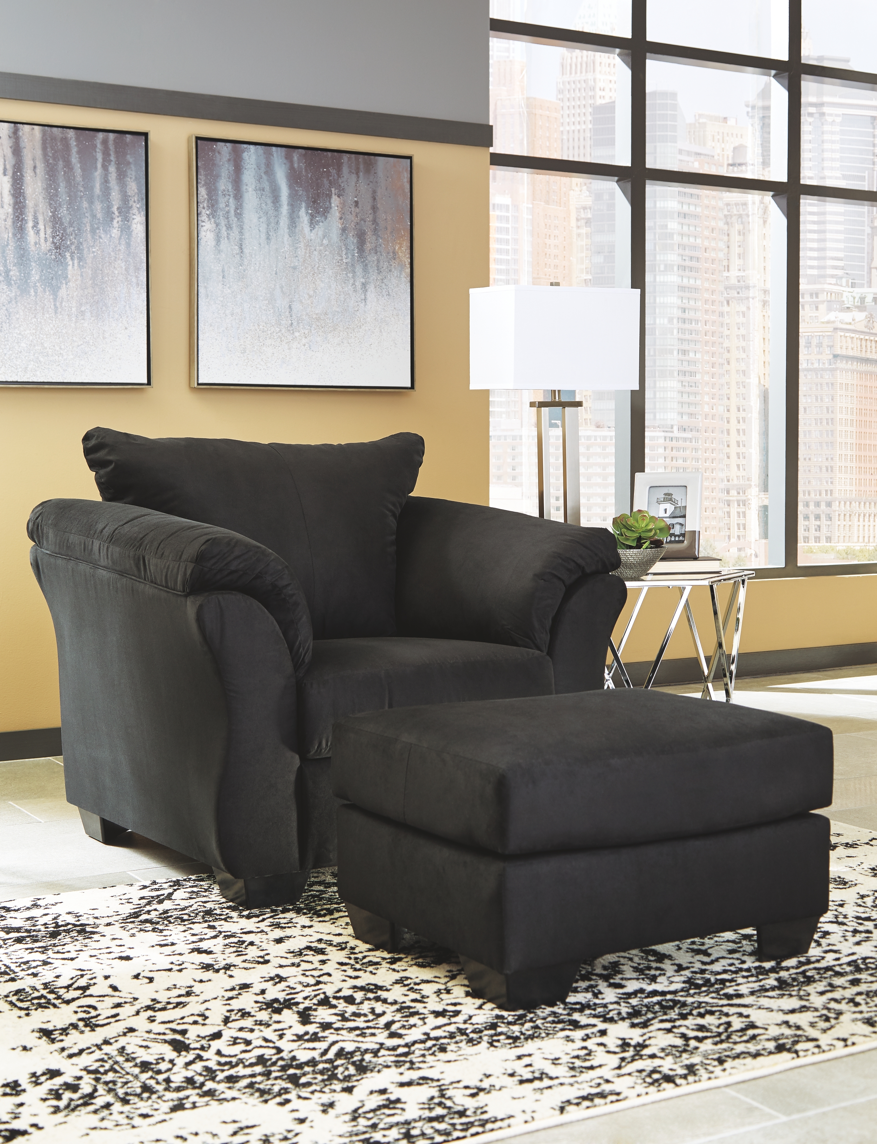 Darcy - 2 Pc. - Chair with Ottoman - Black