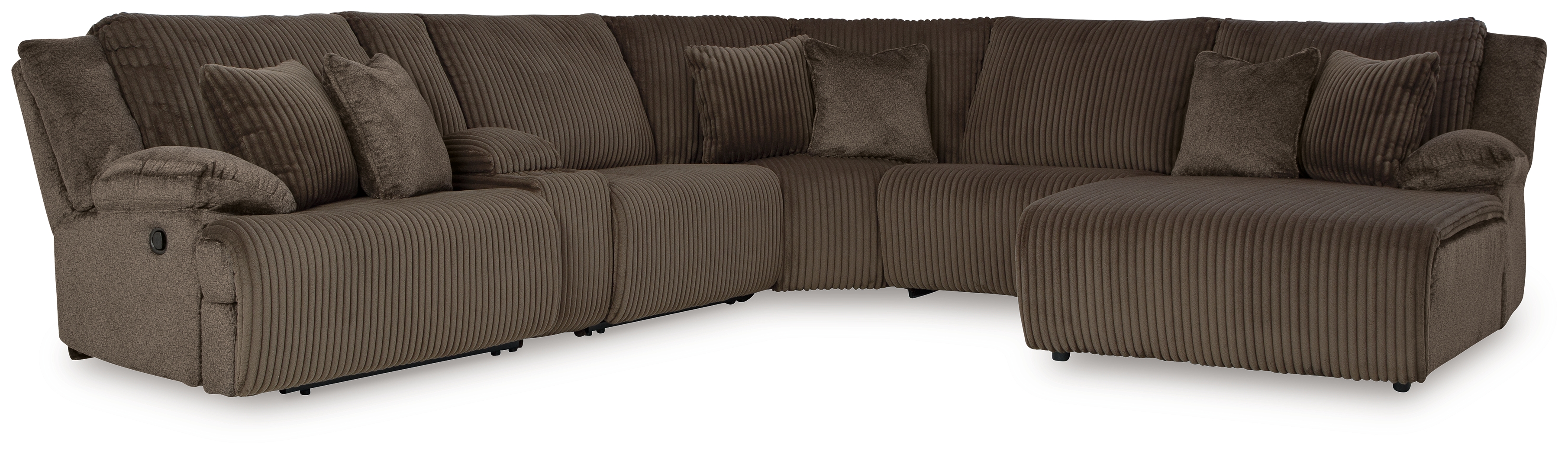 Top Tier - 6-Piece Reclining Sectional With Raf Press Back Chaise - Chocolate